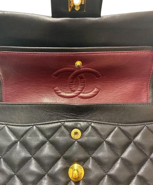 CHANEL（シャネル）CHANEL (シャネル) Wフラップチェーンショルダーバッグ ブラック×ゴールド金具 サイズ:23の古着・服飾アイテム