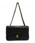 中古・古着 CHANEL (シャネル) Wフラップチェーンショルダーバッグ ブラック×ゴールド金具 サイズ:23：750000円