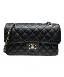 CHANEL（シャネル）の古着「Wフラップチェーンショルダーバッグ/マトラッセ23/キャビアスキン/A01113」｜ブラック