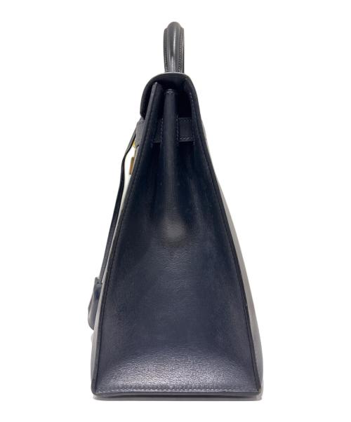 HERMES（エルメス）HERMES (エルメス) ケリー32/外縫い/ボックスカーフ/ネイビー/V刻印：1966年製造 ネイビー サイズ:32の古着・服飾アイテム