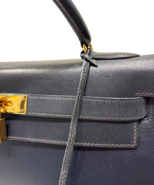 HERMES（エルメス）HERMES (エルメス) ケリー32/外縫い/ボックスカーフ/ネイビー/V刻印：1966年製造 ネイビー サイズ:32の古着・服飾アイテム