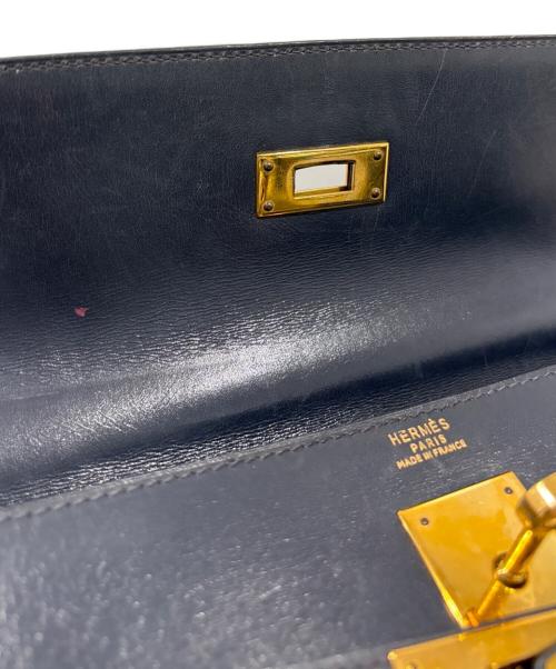 HERMES（エルメス）HERMES (エルメス) ケリー32/外縫い/ボックスカーフ/ネイビー/V刻印：1966年製造 ネイビー サイズ:32の古着・服飾アイテム