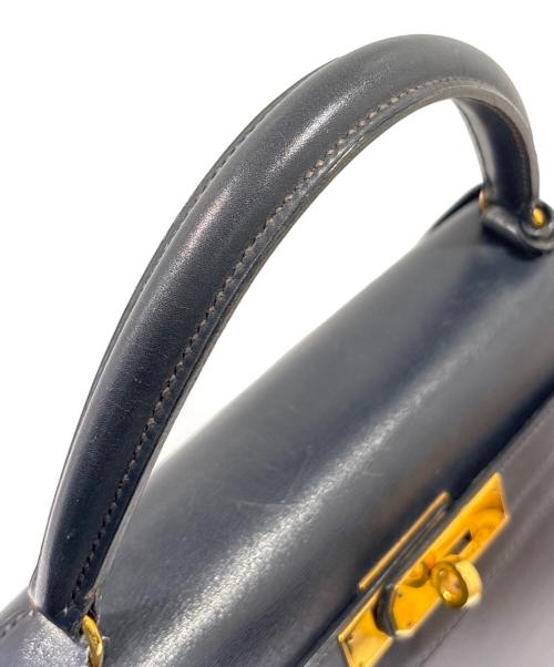 HERMES（エルメス）HERMES (エルメス) ケリー32/外縫い/ボックスカーフ/ネイビー/V刻印：1966年製造 ネイビー サイズ:32の古着・服飾アイテム