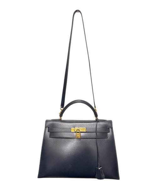 HERMES（エルメス）HERMES (エルメス) ケリー32/外縫い/ボックスカーフ/ネイビー/V刻印：1966年製造 ネイビー サイズ:32の古着・服飾アイテム