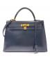 HERMES（エルメス）の古着「ケリー32/外縫い/ボックスカーフ/ネイビー/V刻印：1966年製造」｜ネイビー