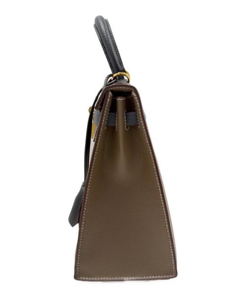 HERMES（エルメス）HERMES (エルメス) Kelly 25, external stitching, tricolor/ケリー25 外縫い トリコロール エトゥープ/アルドワーズ/ブラック サイズ:25の古着・服飾アイテム