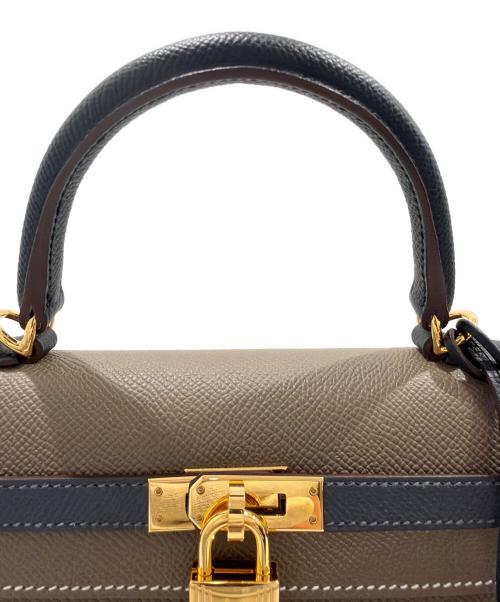 HERMES（エルメス）HERMES (エルメス) Kelly 25, external stitching, tricolor/ケリー25 外縫い トリコロール エトゥープ/アルドワーズ/ブラック サイズ:25の古着・服飾アイテム