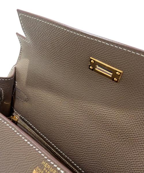 HERMES（エルメス）HERMES (エルメス) Kelly 25, external stitching, tricolor/ケリー25 外縫い トリコロール エトゥープ/アルドワーズ/ブラック サイズ:25の古着・服飾アイテム