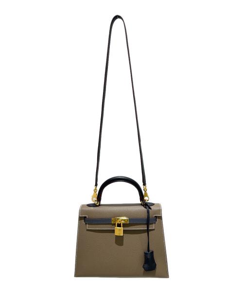 HERMES（エルメス）HERMES (エルメス) Kelly 25, external stitching, tricolor/ケリー25 外縫い トリコロール エトゥープ/アルドワーズ/ブラック サイズ:25の古着・服飾アイテム