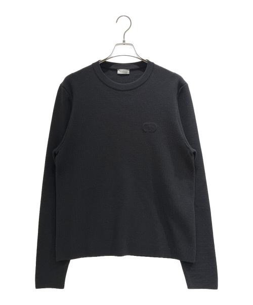 Dior（ディオール）Dior (ディオール) ロゴ刺繍ニット ブラック サイズ:Lの古着・服飾アイテム