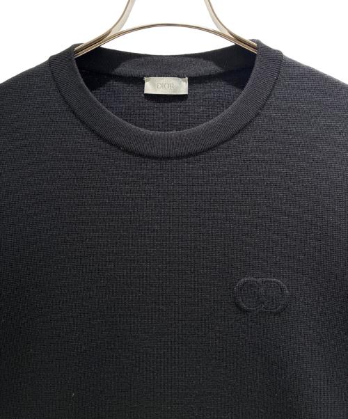Dior（ディオール）Dior (ディオール) ロゴ刺繍ニット ブラック サイズ:Lの古着・服飾アイテム