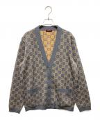 GUCCIグッチ）の古着「GGジャガードリバーシブルカーディガン」｜グレー×ブラウン