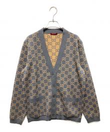 GUCCI（グッチ）の古着「GGジャガードリバーシブルカーディガン」｜グレー×ブラウン