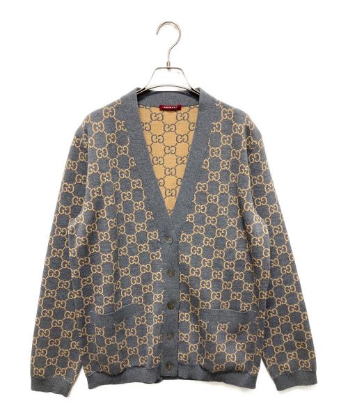 GUCCI（グッチ）GUCCI (グッチ) GGジャガードリバーシブルカーディガン グレー×ブラウン サイズ:Lの古着・服飾アイテム