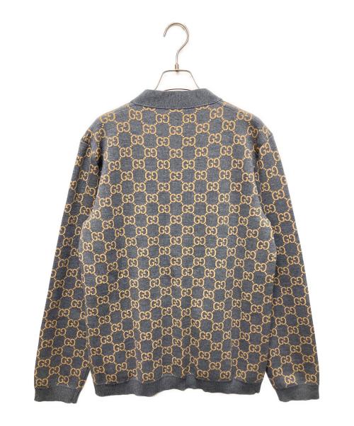 GUCCI（グッチ）GUCCI (グッチ) GGジャガードリバーシブルカーディガン グレー×ブラウン サイズ:Lの古着・服飾アイテム