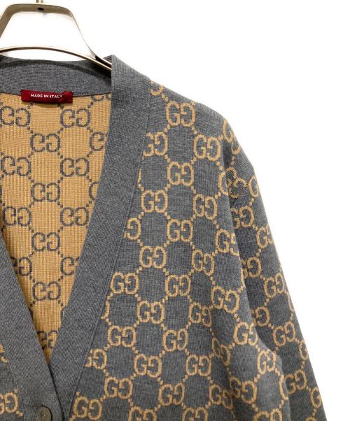 GUCCI（グッチ）GUCCI (グッチ) GGジャガードリバーシブルカーディガン グレー×ブラウン サイズ:Lの古着・服飾アイテム