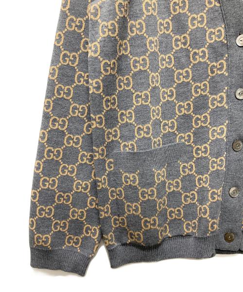 GUCCI（グッチ）GUCCI (グッチ) GGジャガードリバーシブルカーディガン グレー×ブラウン サイズ:Lの古着・服飾アイテム