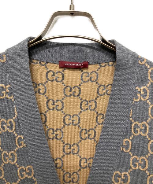GUCCI（グッチ）GUCCI (グッチ) GGジャガードリバーシブルカーディガン グレー×ブラウン サイズ:Lの古着・服飾アイテム