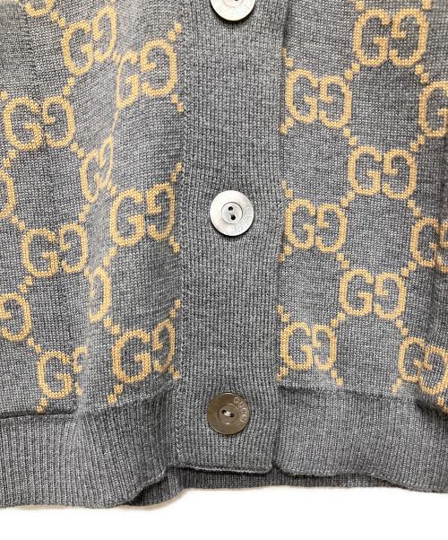 GUCCI（グッチ）GUCCI (グッチ) GGジャガードリバーシブルカーディガン グレー×ブラウン サイズ:Lの古着・服飾アイテム