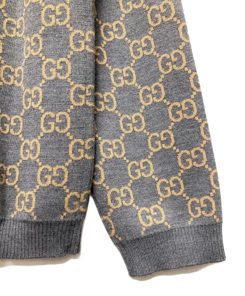 GUCCI（グッチ）GUCCI (グッチ) GGジャガードリバーシブルカーディガン グレー×ブラウン サイズ:Lの古着・服飾アイテム