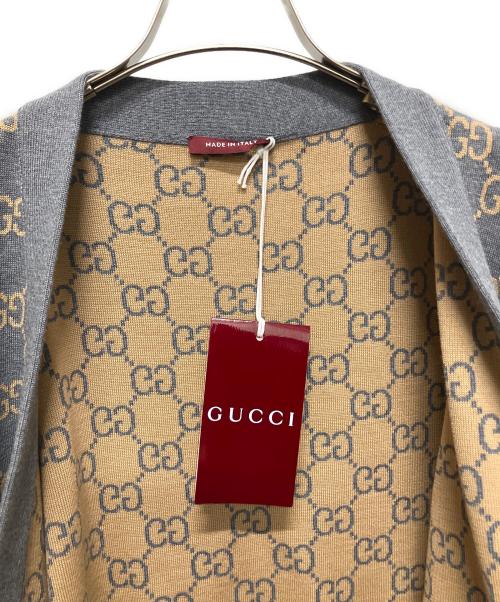 GUCCI（グッチ）GUCCI (グッチ) GGジャガードリバーシブルカーディガン グレー×ブラウン サイズ:Lの古着・服飾アイテム