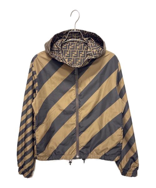 FENDI（フェンディ）FENDI (フェンディ) ズッカ柄ナイロンパーカー ブラウン サイズ:46の古着・服飾アイテム