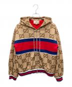 GUCCIグッチ）の古着「ジャンボGG タイガー ジャージー ジップアップフーディ」｜ベージュ