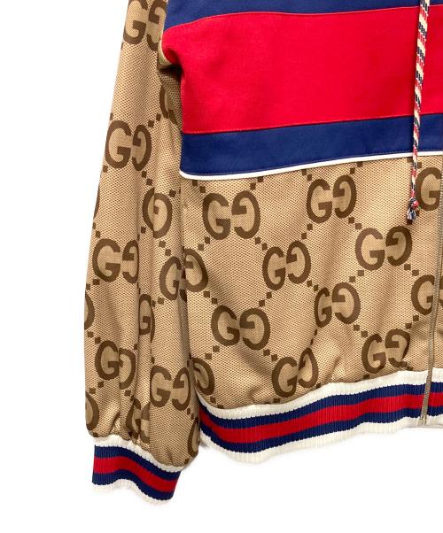 GUCCI（グッチ）GUCCI (グッチ) ジャンボGG タイガー ジャージー ジップアップフーディ ベージュ サイズ:Sの古着・服飾アイテム