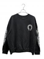 CHROME HEARTSクロムハーツ）の古着「Floral Cross Horseshoe Crewneck Sweat Shirts」｜ブラック