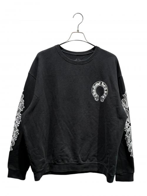 CHROME HEARTS（クロムハーツ）CHROME HEARTS (クロムハーツ) Floral Cross Horseshoe Crewneck Sweat Shirts ブラック サイズ:Lの古着・服飾アイテム