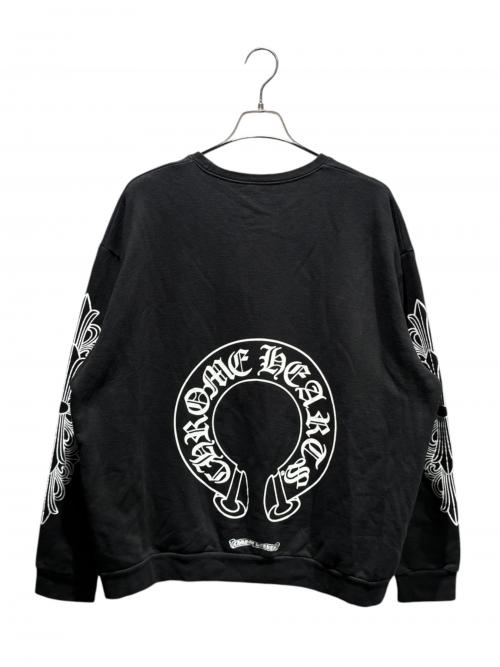 CHROME HEARTS（クロムハーツ）CHROME HEARTS (クロムハーツ) Floral Cross Horseshoe Crewneck Sweat Shirts ブラック サイズ:Lの古着・服飾アイテム