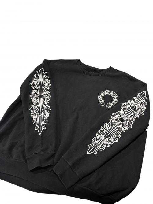 CHROME HEARTS（クロムハーツ）CHROME HEARTS (クロムハーツ) Floral Cross Horseshoe Crewneck Sweat Shirts ブラック サイズ:Lの古着・服飾アイテム