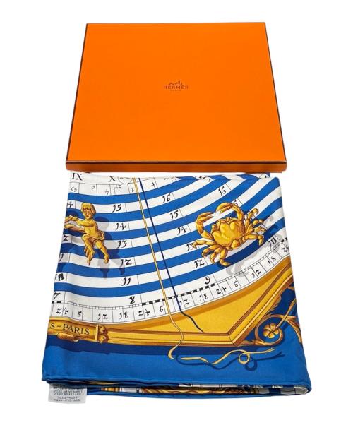 HERMES（エルメス）HERMES (エルメス) カレ90/DIES ET HORE/占星術 太陽 ブルーの古着・服飾アイテム