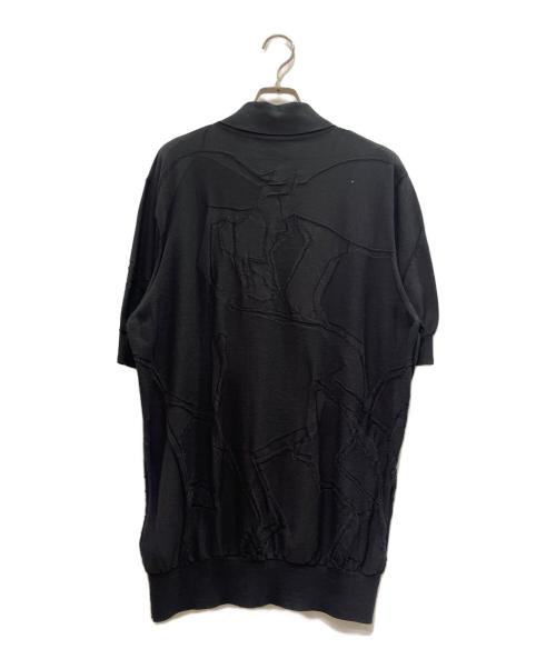 HERMES（エルメス）HERMES (エルメス) デザインニットポロシャツ ブラック サイズ:XLの古着・服飾アイテム