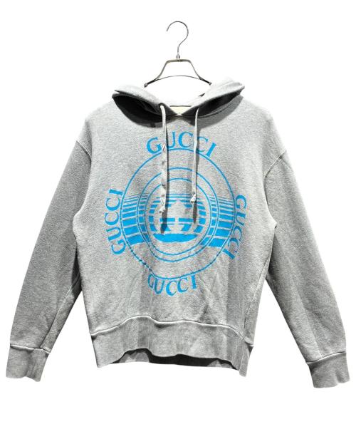 GUCCI（グッチ）GUCCI (グッチ) インターロッキングGディスクプリントプルオーバーパーカー グレー サイズ:XSの古着・服飾アイテム