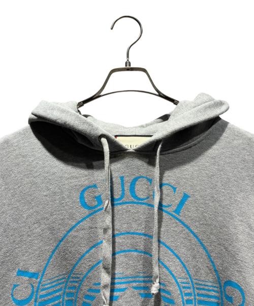 GUCCI（グッチ）GUCCI (グッチ) インターロッキングGディスクプリントプルオーバーパーカー グレー サイズ:XSの古着・服飾アイテム