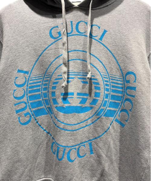 GUCCI（グッチ）GUCCI (グッチ) インターロッキングGディスクプリントプルオーバーパーカー グレー サイズ:XSの古着・服飾アイテム