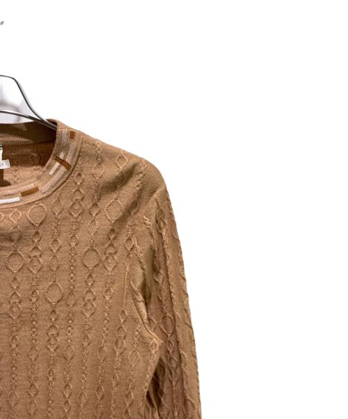 HERMES（エルメス）HERMES (エルメス) 総柄エンボスニットセーター ブラウン サイズ:38の古着・服飾アイテム
