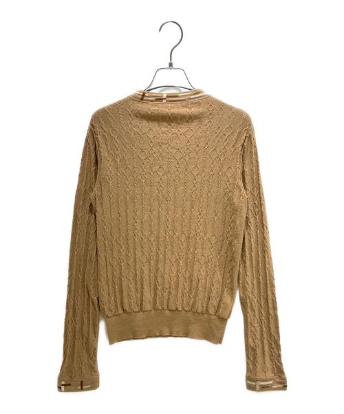 HERMES（エルメス）HERMES (エルメス) 総柄エンボスニットセーター ブラウン サイズ:38の古着・服飾アイテム
