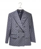 GUCCIグッチ）の古着「GGウール ジャカード ダブルジャケット/715184」｜グレー