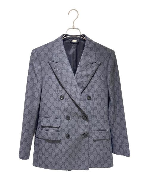 GUCCI（グッチ）GUCCI (グッチ) GGウール ジャカード ダブルジャケット/715184 グレー サイズ:38の古着・服飾アイテム