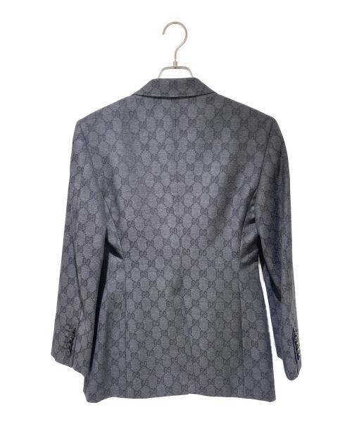 GUCCI（グッチ）GUCCI (グッチ) GGウール ジャカード ダブルジャケット/715184 グレー サイズ:38の古着・服飾アイテム