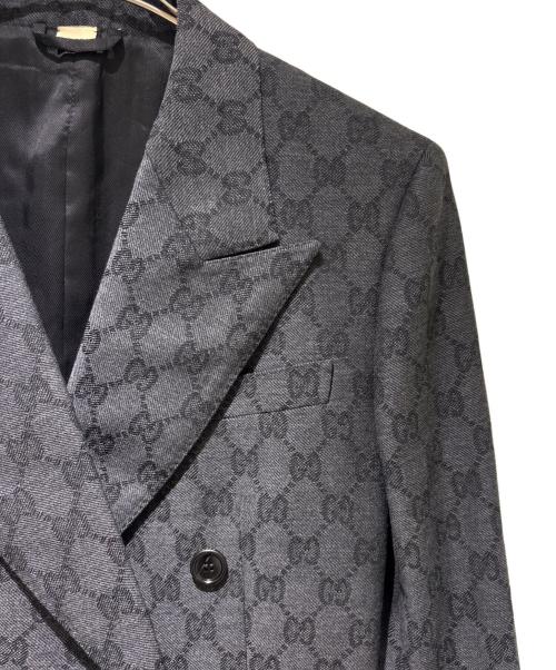 GUCCI（グッチ）GUCCI (グッチ) GGウール ジャカード ダブルジャケット/715184 グレー サイズ:38の古着・服飾アイテム