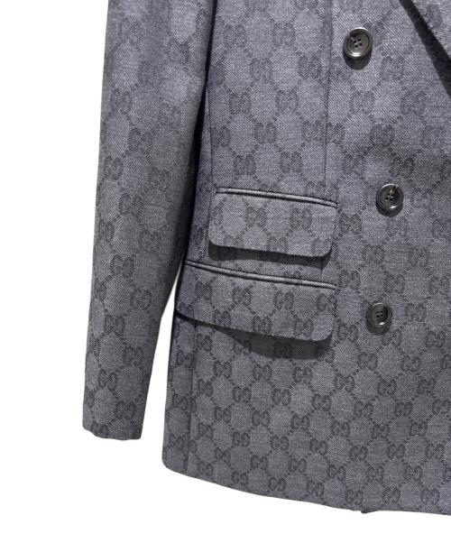 GUCCI（グッチ）GUCCI (グッチ) GGウール ジャカード ダブルジャケット/715184 グレー サイズ:38の古着・服飾アイテム