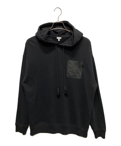 LOEWE（ロエベ）LOEWE (ロエベ) アナグラムレザーパッチパーカー ブラック サイズ:Mの古着・服飾アイテム