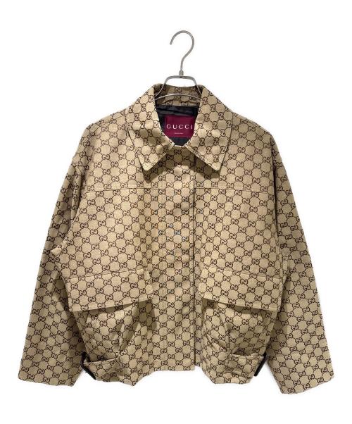 GUCCI（グッチ）GUCCI (グッチ) GG Jacquard Oversized Jacket/GGジャガードオーバーサイズジャケット/842660 ZAF4S ベージュ サイズ:40の古着・服飾アイテム