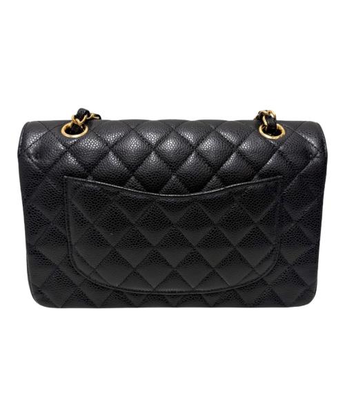 CHANEL（シャネル）CHANEL (シャネル) Wフラップショルダーバッグ ブラック×ゴールド金具 サイズ:23の古着・服飾アイテム