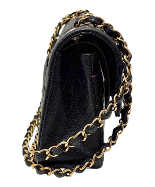 CHANEL（シャネル）CHANEL (シャネル) Wフラップショルダーバッグ ブラック×ゴールド金具 サイズ:23の古着・服飾アイテム