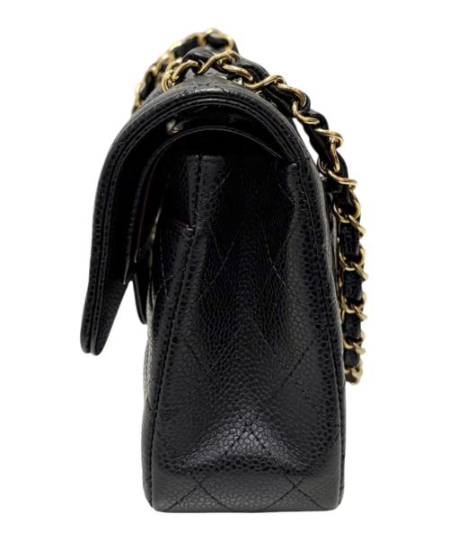 CHANEL（シャネル）CHANEL (シャネル) Wフラップショルダーバッグ ブラック×ゴールド金具 サイズ:23の古着・服飾アイテム
