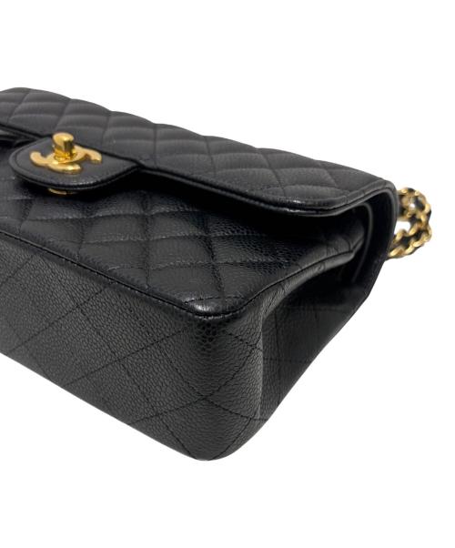 CHANEL（シャネル）CHANEL (シャネル) Wフラップショルダーバッグ ブラック×ゴールド金具 サイズ:23の古着・服飾アイテム